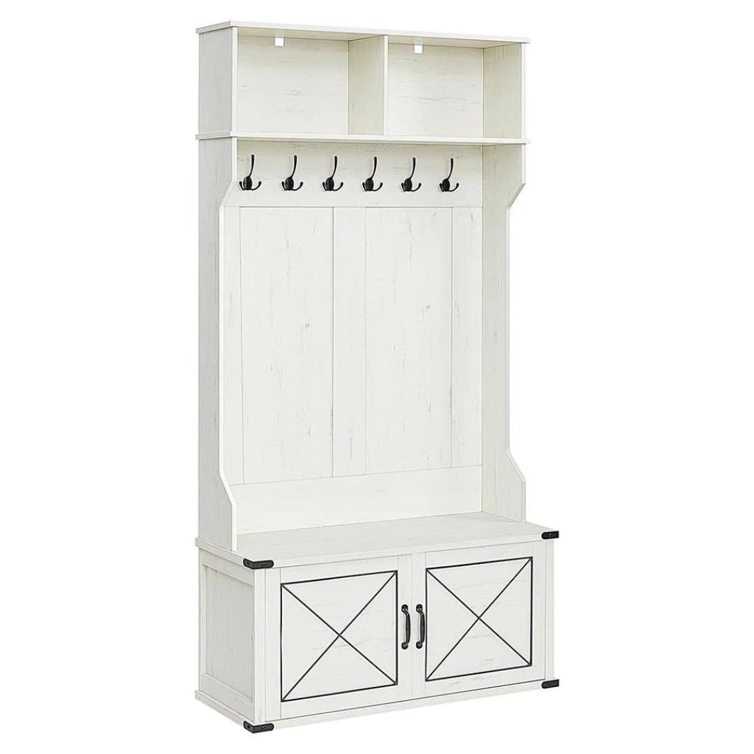 Hall Tree With Bench, Shoe Cabinet & Hooks Entryway Storage Unit
