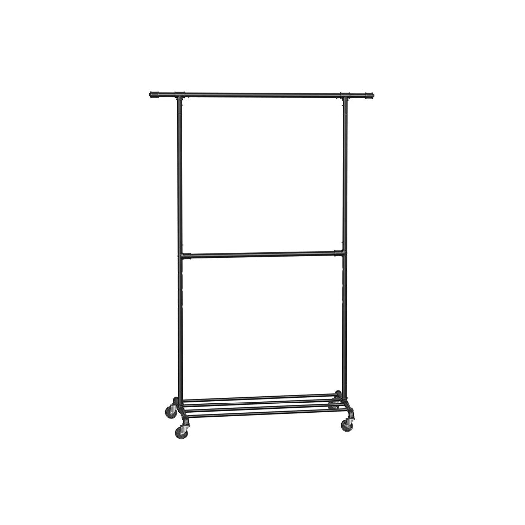 Clothing Rack Double Rod Rolling Garment Rack Heavy Duty