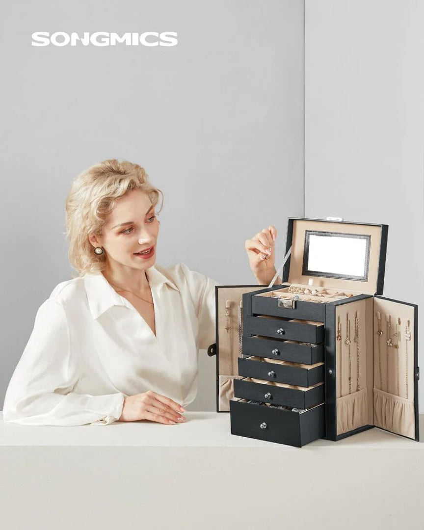 Large Jewelry Box Organizer 6 Tier With Drawers Mirror And Lock