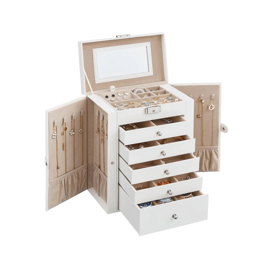 Large Jewelry Box Organizer 6 Tier With Drawers Mirror And Lock