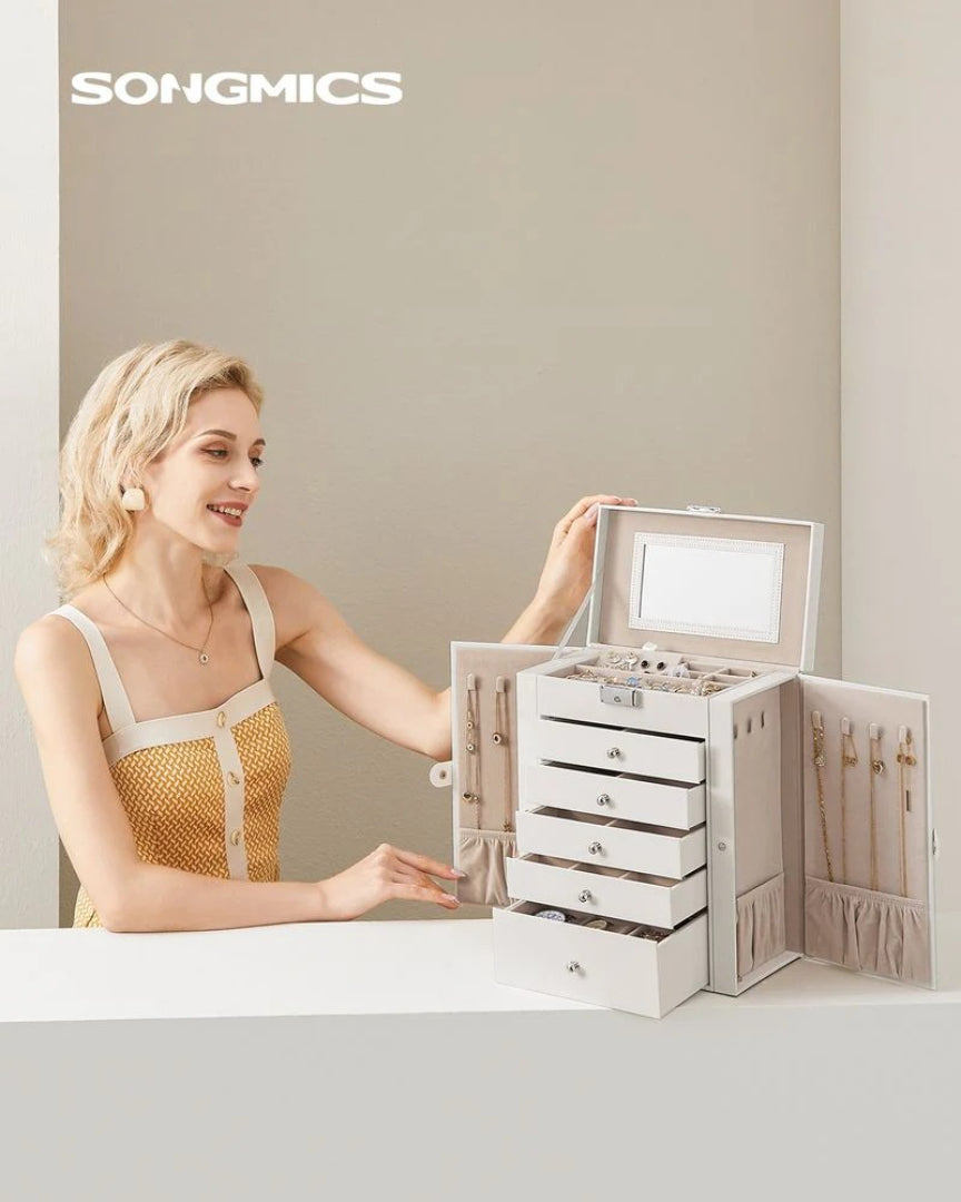 Large Jewelry Box Organizer 6 Tier With Drawers Mirror And Lock