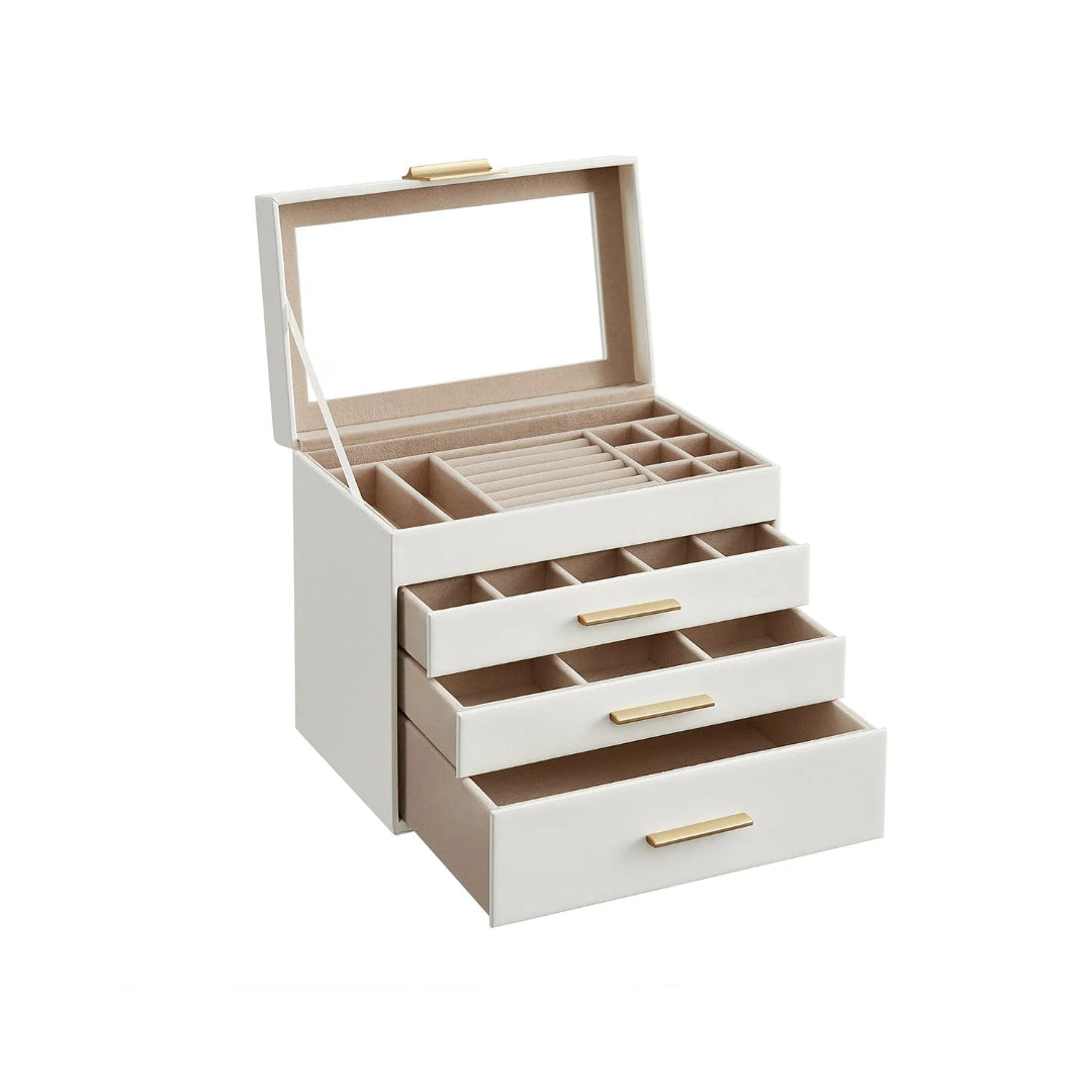 Large Jewelry Box With Glass Lid 4 Or 6 Layer Organizer