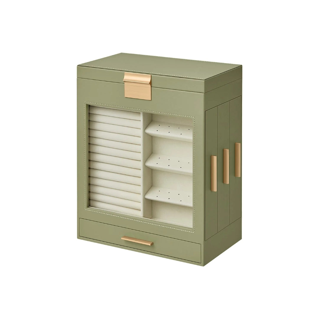 Jewelry Organizer Box With Mirror 5 Layer And Side Drawers