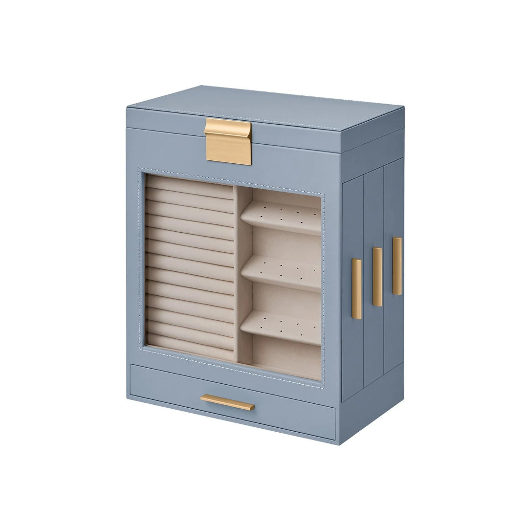 Jewelry Organizer Box With Mirror 5 Layer And Side Drawers