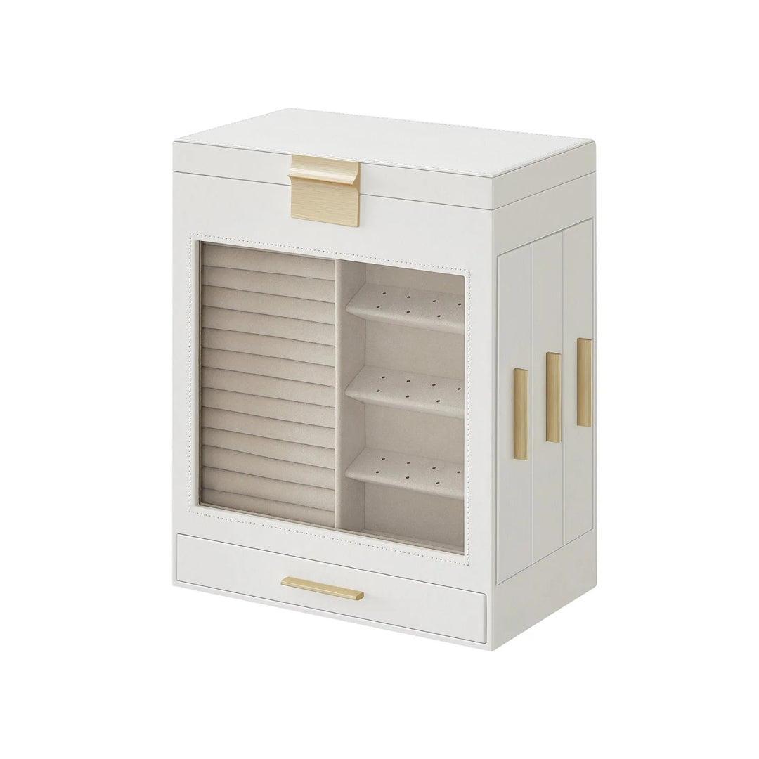 Jewelry Organizer Box With Mirror 5 Layer And Side Drawers