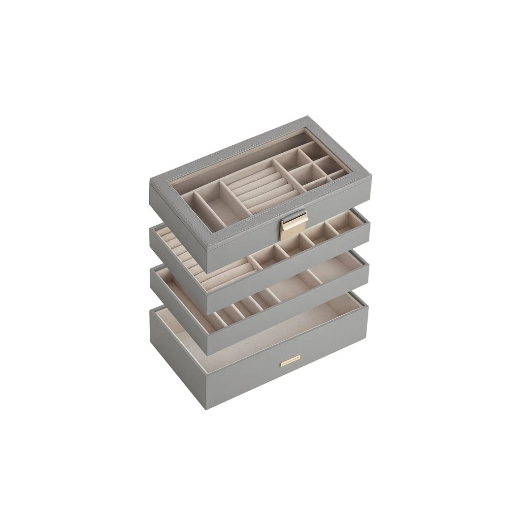 Stackable Jewelry Organizer Trays With Glass Lid 2 To 6 Tier