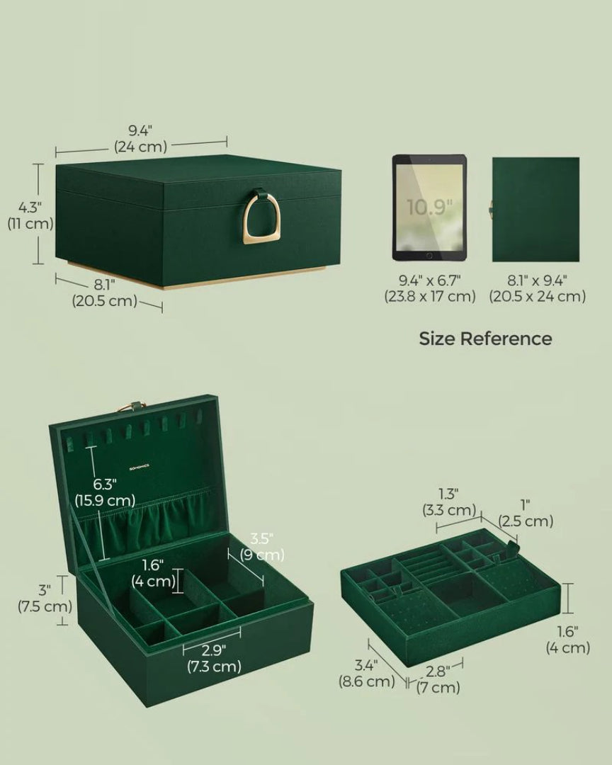 Jewelry Box Organizer With Handle 2 Layer Storage