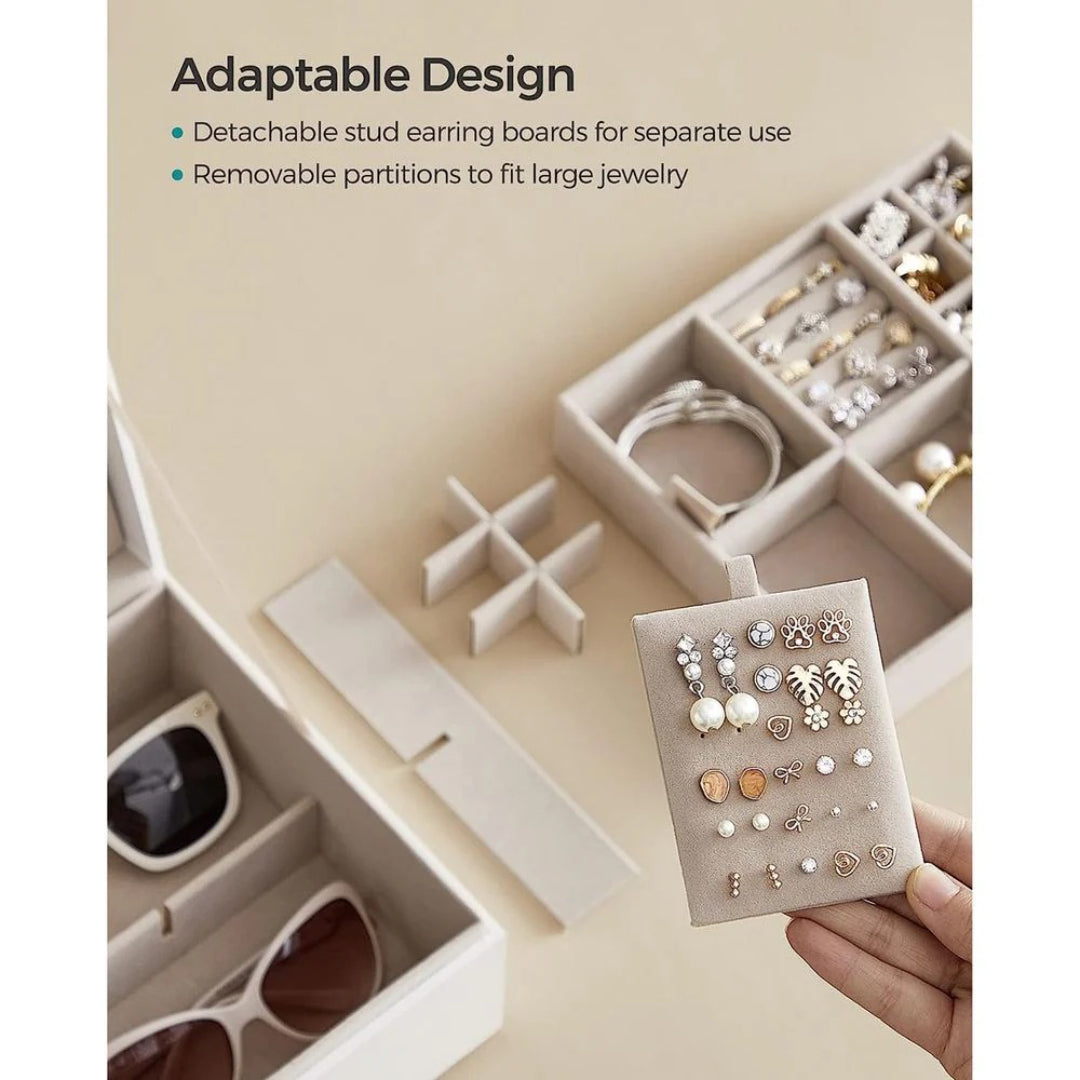 Jewelry Box Organizer With Handle 2 Layer Storage
