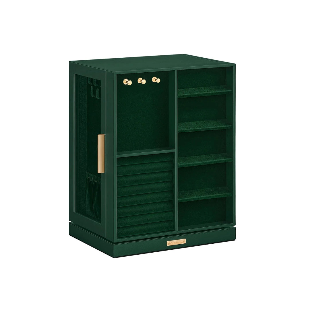 Rotating Jewelry Box Organizer With 5 Drawers And Hooks