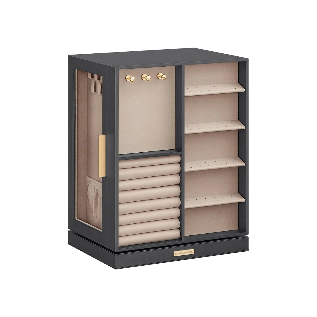 Rotating Jewelry Box Organizer With 5 Drawers And Hooks