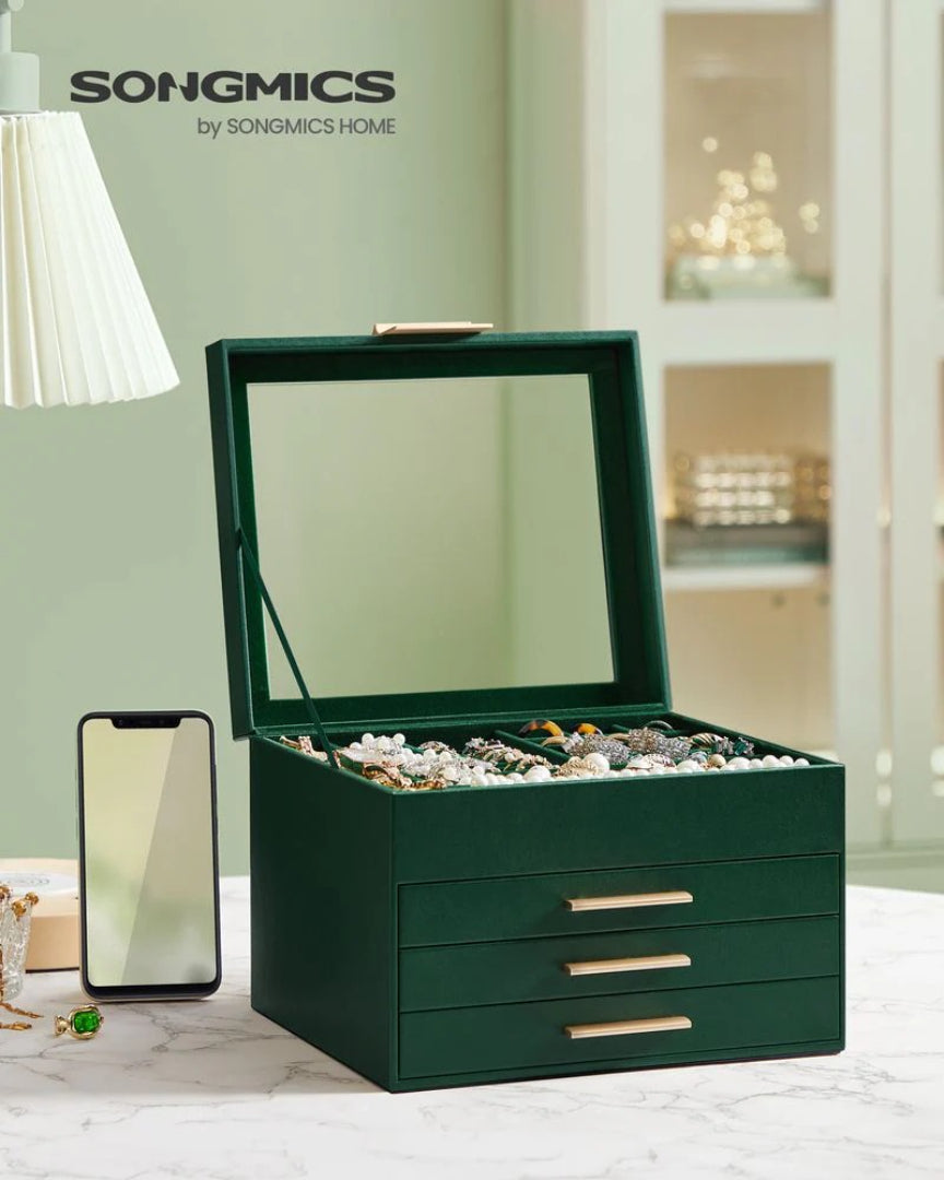 Jewelry Box Organizer With Glass Lid 2 To 6 Layer Storage