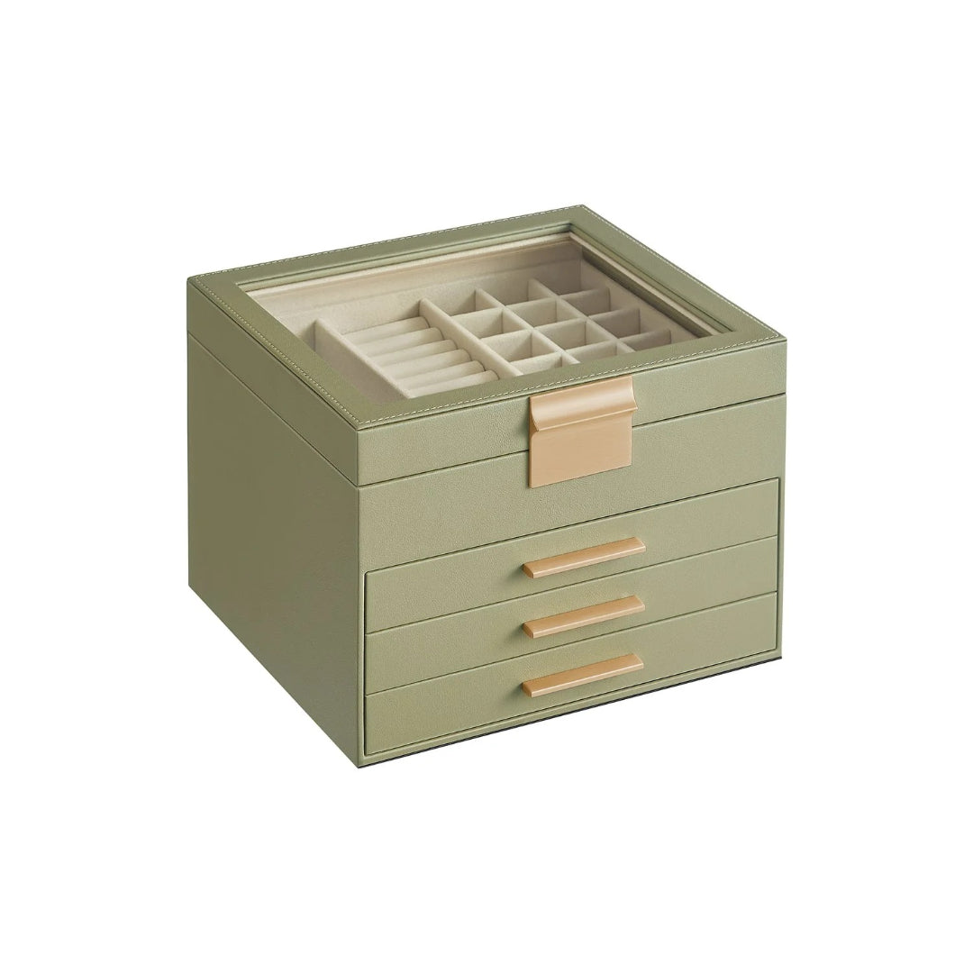 Jewelry Box Organizer With Glass Lid 2 To 6 Layer Storage