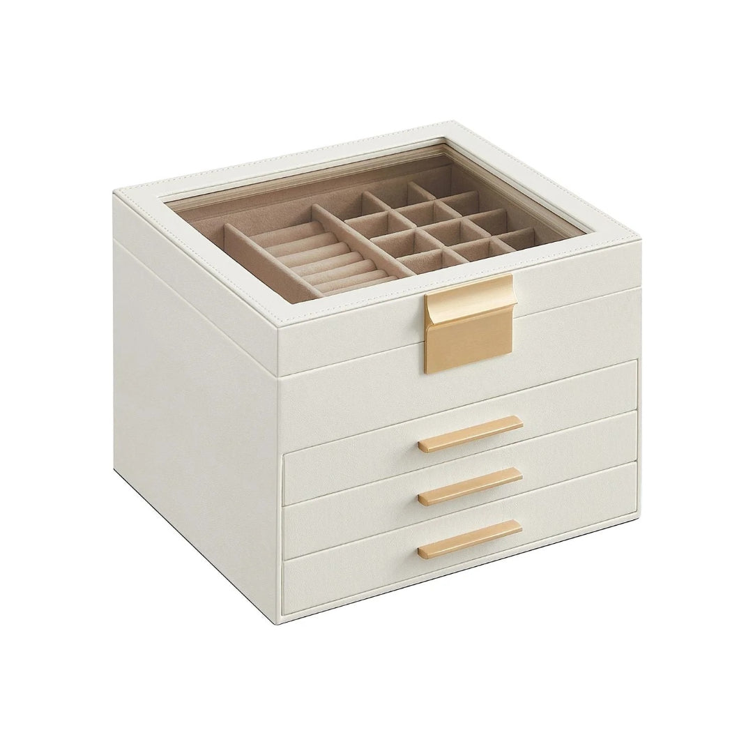 Jewelry Box Organizer With Glass Lid 2 To 6 Layer Storage