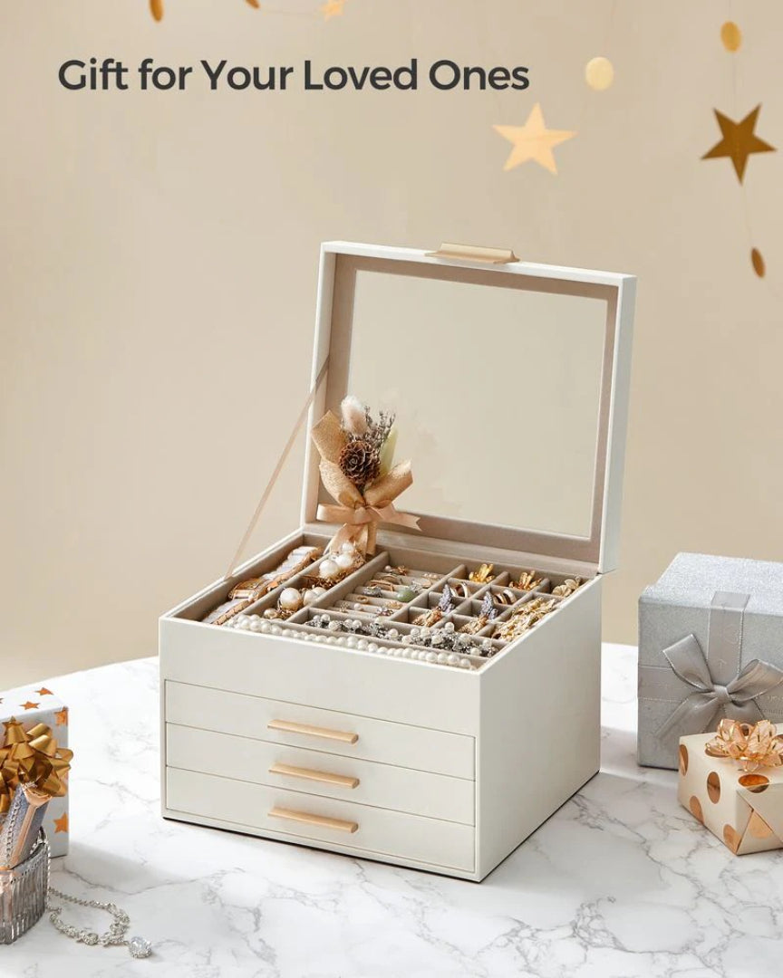 Jewelry Box Organizer With Glass Lid 2 To 6 Layer Storage
