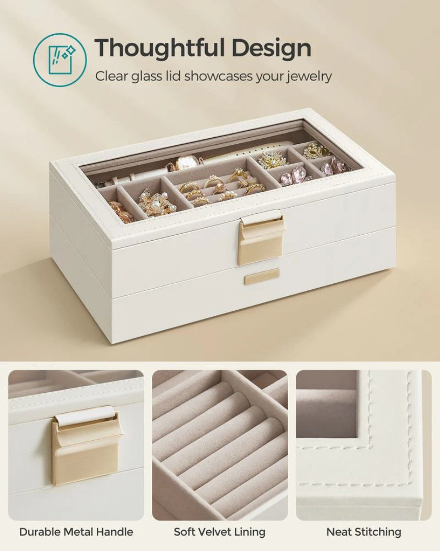 Stackable Jewelry Organizer Trays With Glass Lid 2 To 6 Tier