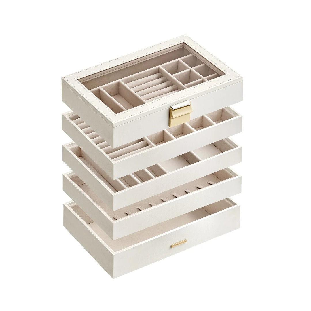 Stackable Jewelry Organizer Trays With Glass Lid 2 To 6 Tier
