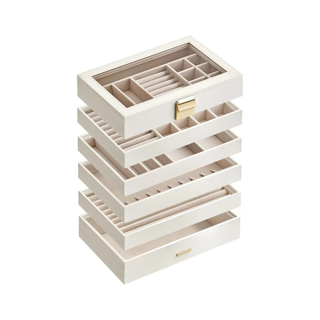 Stackable Jewelry Organizer Trays With Glass Lid 2 To 6 Tier