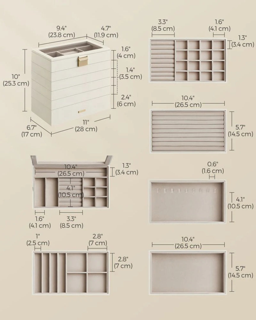 Stackable Jewelry Organizer Trays With Glass Lid 2 To 6 Tier