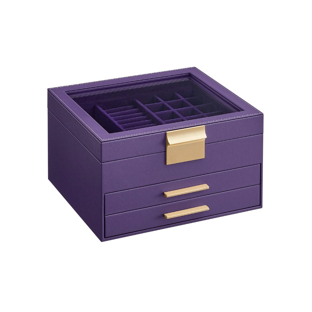 Jewelry Box Organizer With Glass Lid 2 To 6 Layer Storage