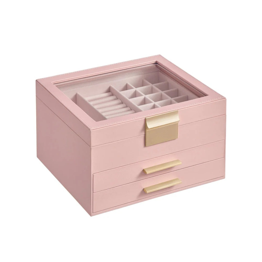 Jewelry Box Organizer With Glass Lid 2 To 6 Layer Storage