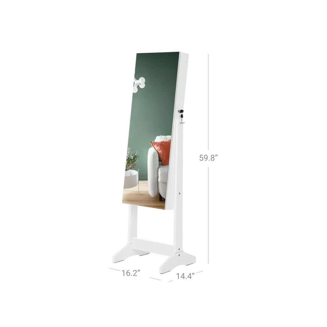 Freestanding Mirror Jewelry Cabinet Armoire With Storage