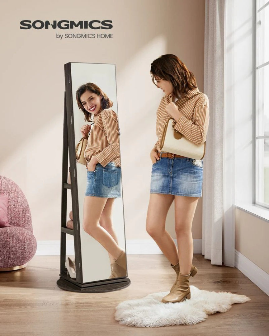 Jewelry Organizer Cabinet With Mirror LED Lights And Storage