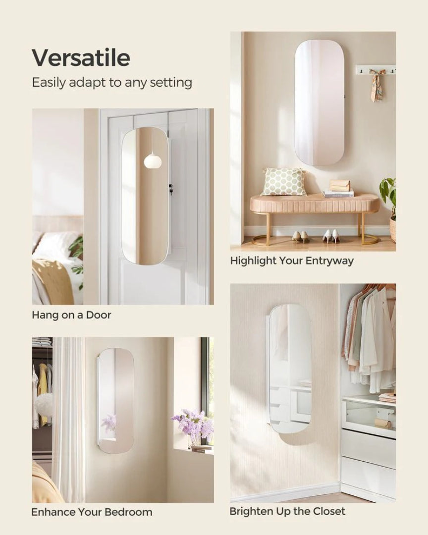 Wall Mounted Jewelry Organizer Cabinet With Mirror And LED