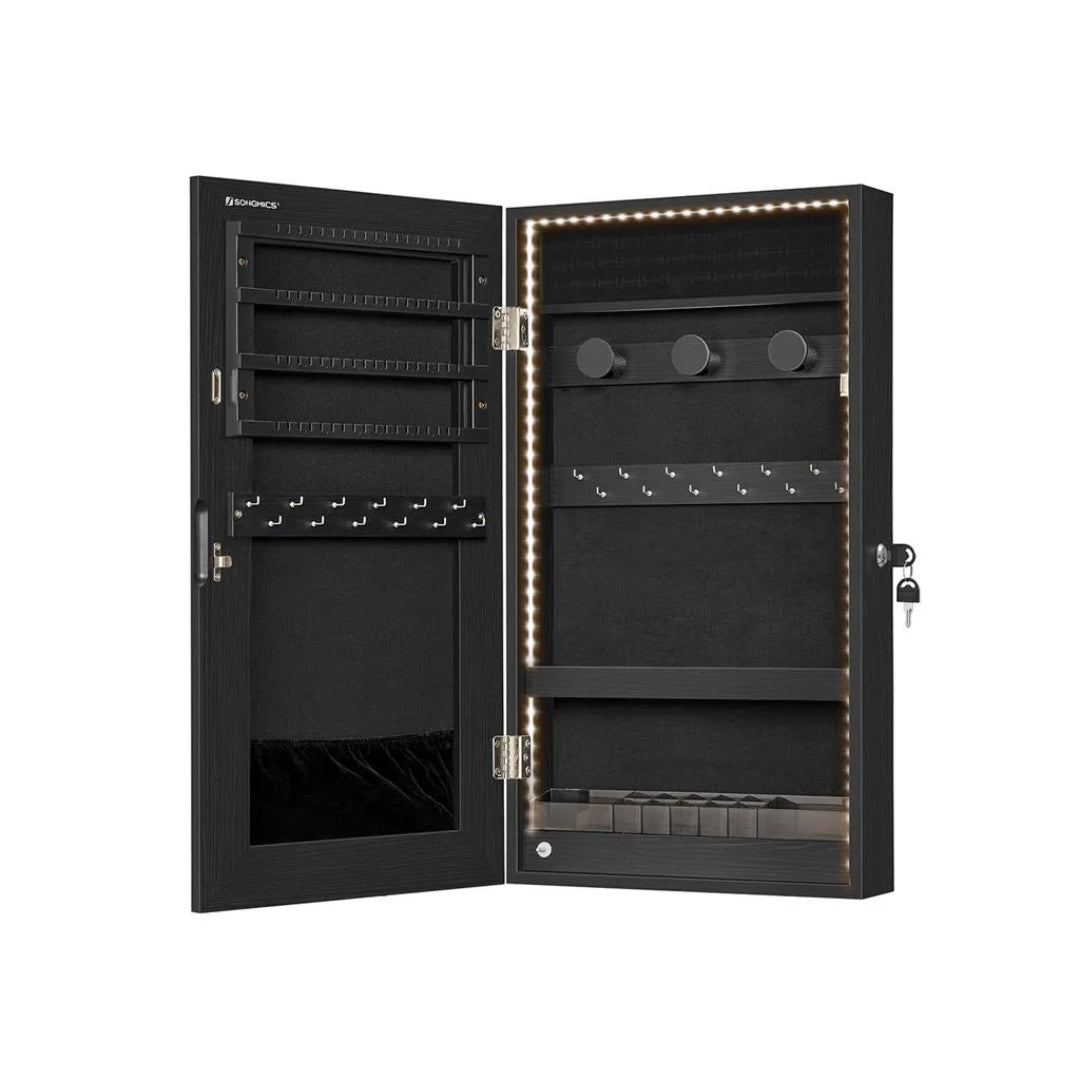 Mirror Jewelry Cabinet Armoire With LED Lights And Storage