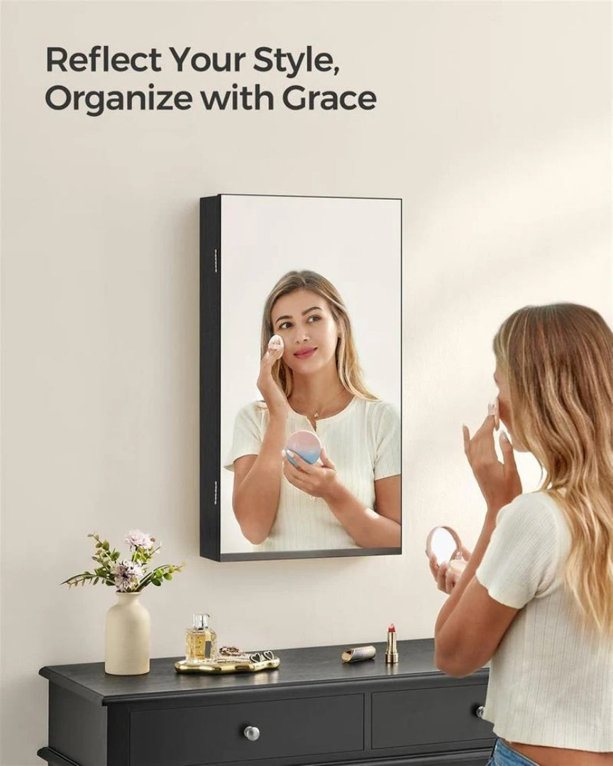 Mirror Jewelry Cabinet Armoire With LED Lights And Storage