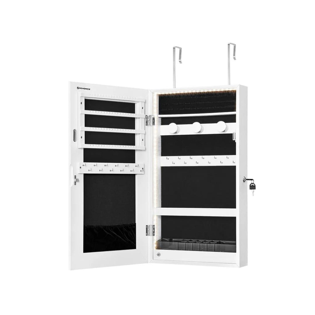Mirror Jewelry Cabinet Armoire With LED Lights And Storage