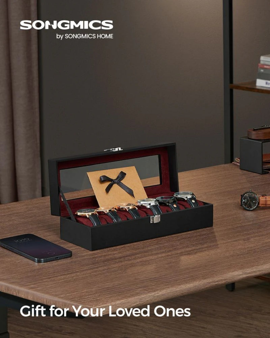 Watch Storage Case With Glass Lid 6 Or 12 Slot Organizer