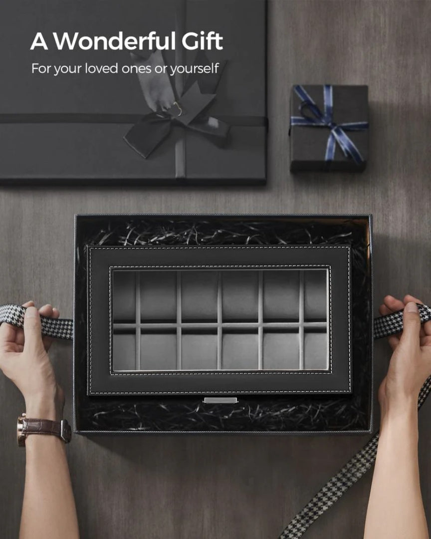 Lockable Watch Box With Glass Lid 6 8 Or 12 Slot