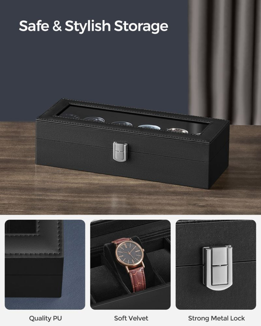 Watch Storage Case With Glass Lid 6 Or 12 Slot Organizer