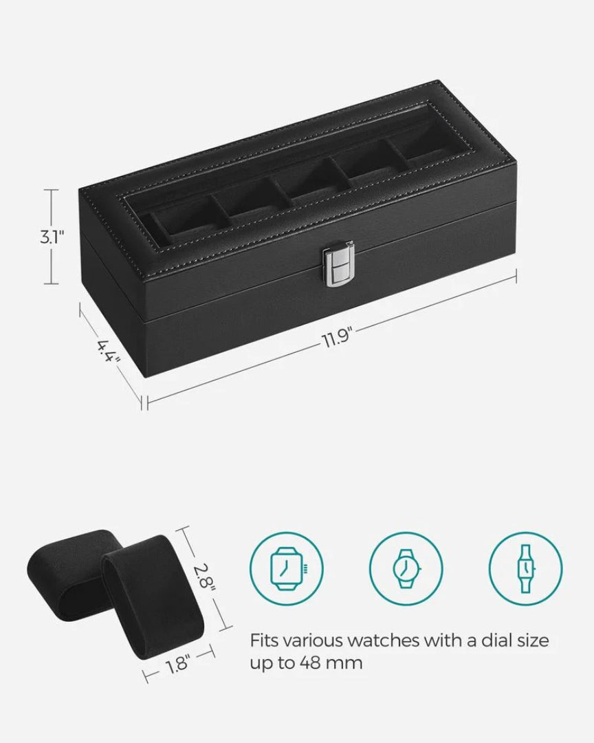 Watch Storage Case With Glass Lid 6 Or 12 Slot Organizer