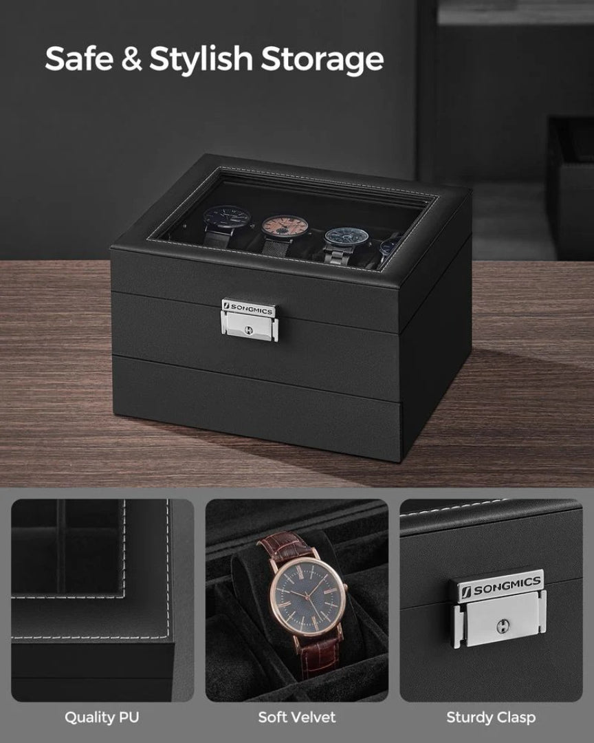 Lockable Watch Box With Glass Lid 6 8 Or 12 Slot