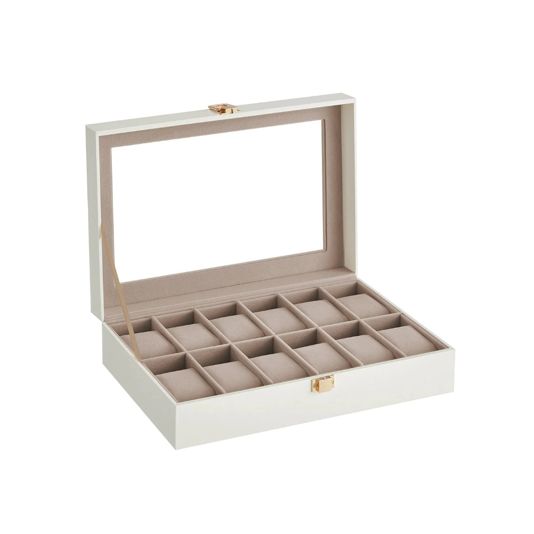 Watch Storage Case With Glass Lid 6 Or 12 Slot Organizer