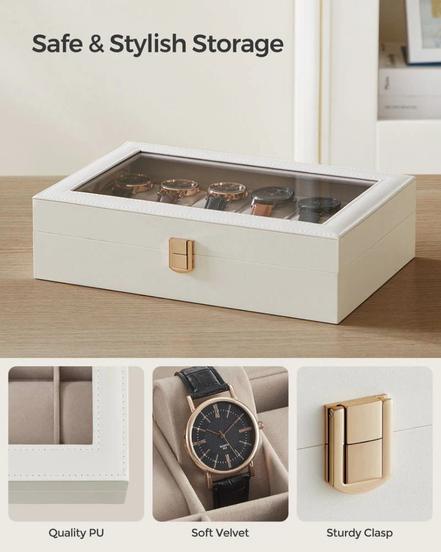 Watch Storage Case With Glass Lid 6 Or 12 Slot Organizer