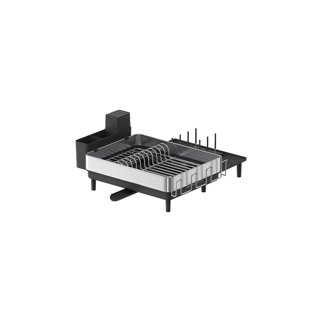 Expandable Stainless Steel Dish Drying Rack with Utensil and Cup Holder