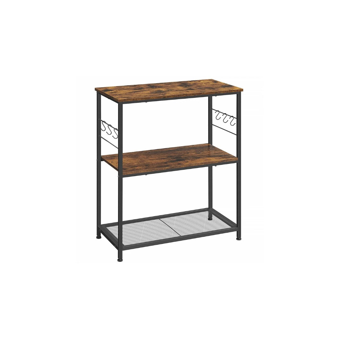 Baker’s Rack with 3 Shelves and Hooks, Kitchen Storage Rack