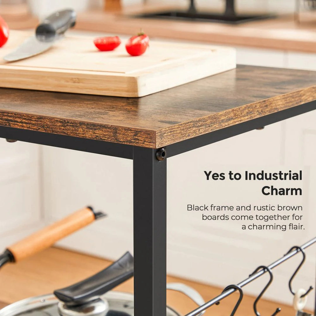 Baker’s Rack with 3 Shelves and Hooks, Kitchen Storage Rack