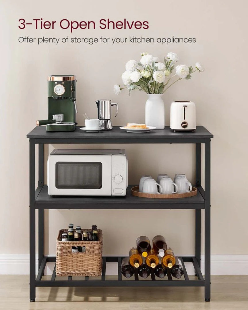 Kitchen Island Table with Worktop and 3-Tier Storage Shelf