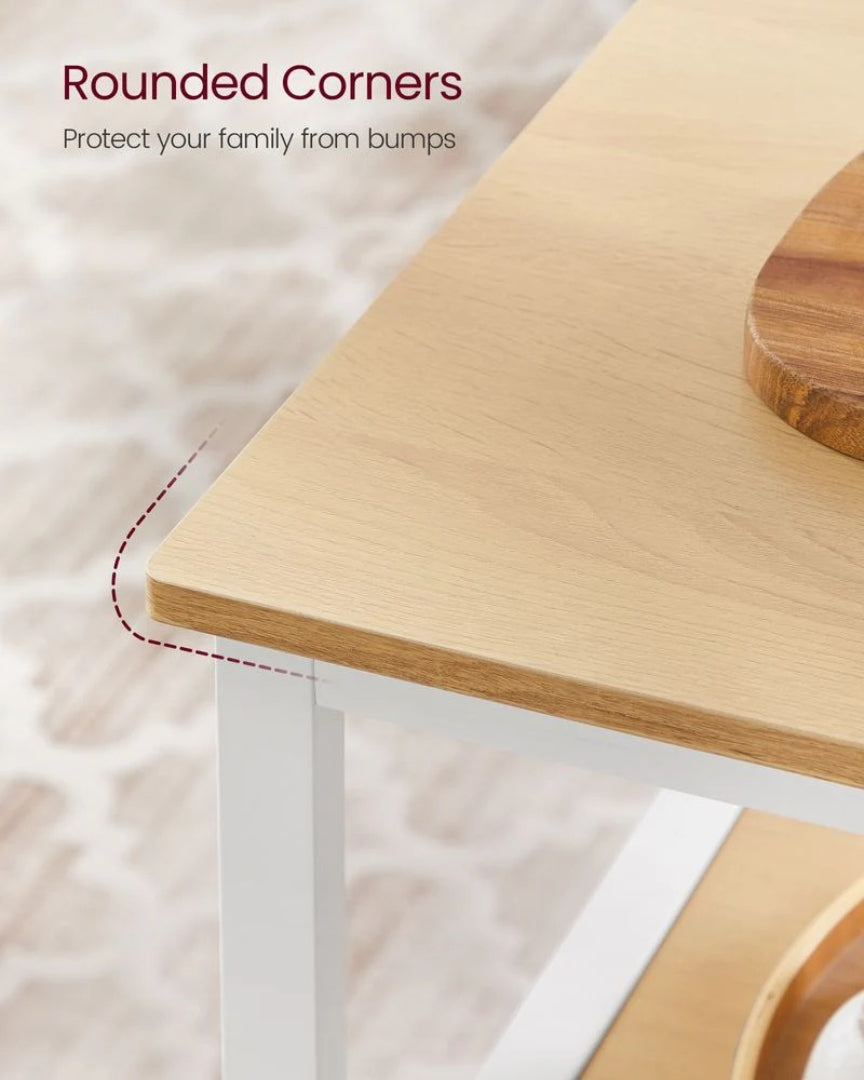 Kitchen Island Table with Worktop and 3-Tier Storage Shelf