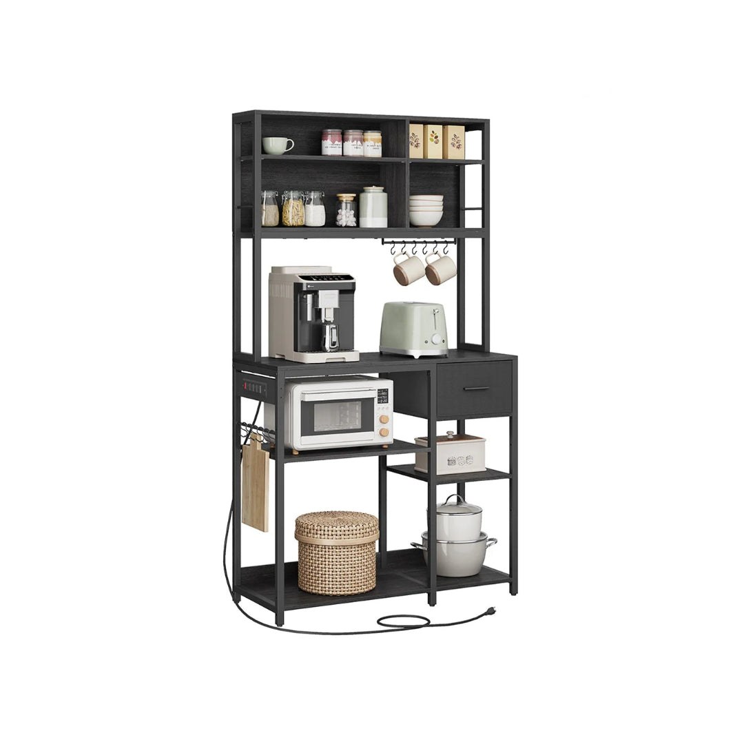 Baker’s Rack with Charging Station and Storage Shelves, Kitchen Rack