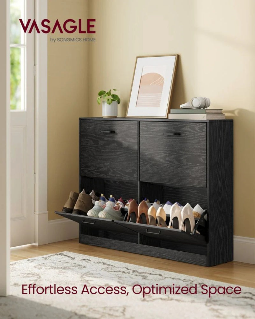 Shoe Cabinet With 4 Flip Doors, Slim Storage Organizer