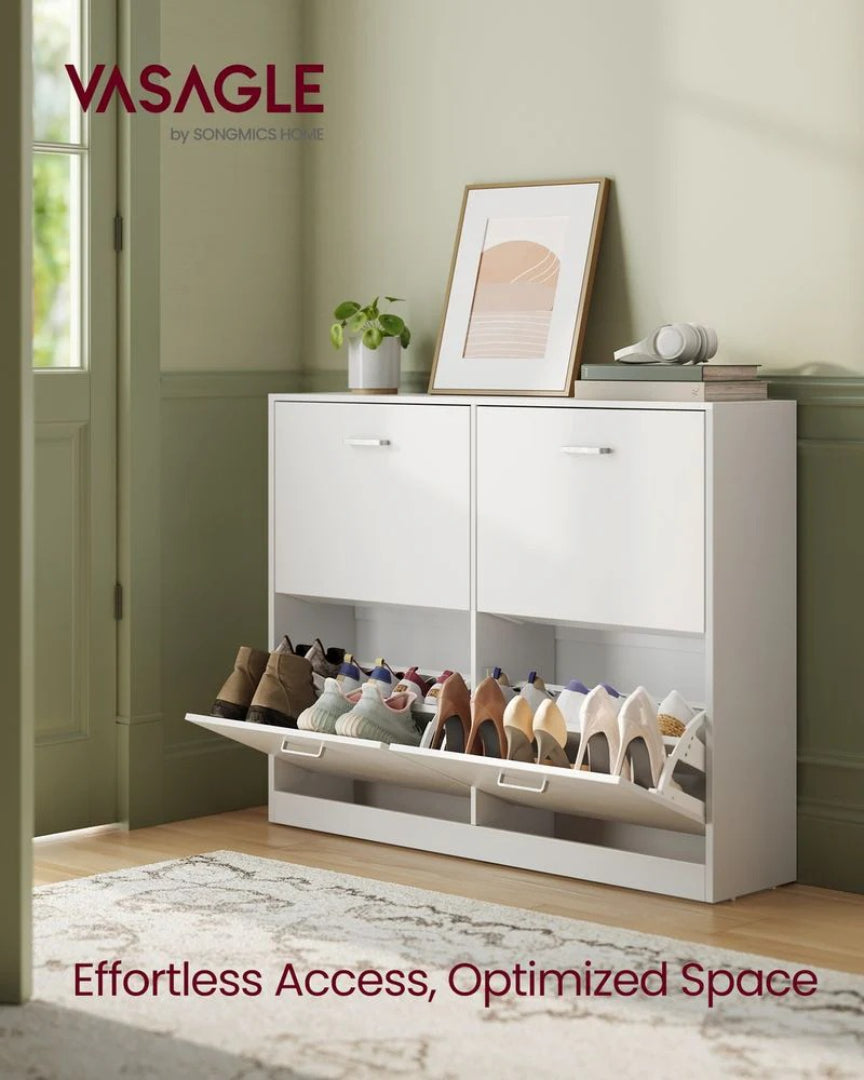 Shoe Cabinet With 4 Flip Doors, Slim Storage Organizer