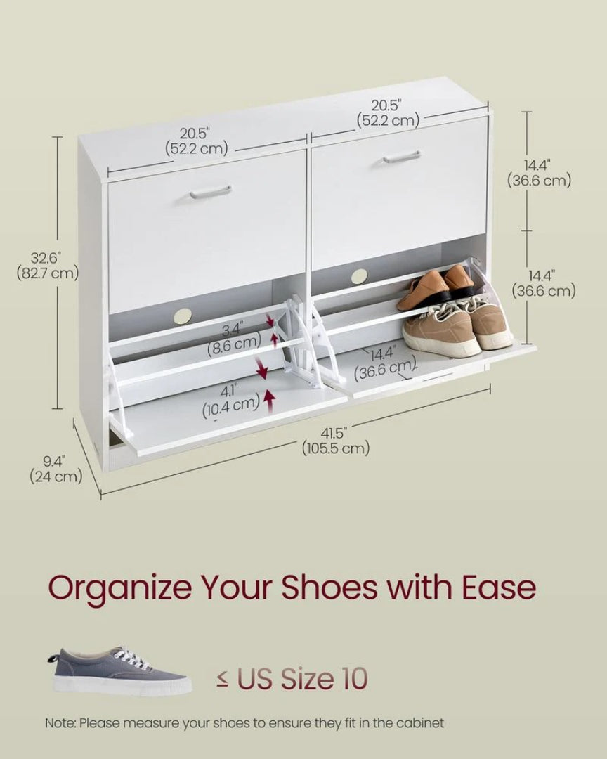 Shoe Cabinet With 4 Flip Doors, Slim Storage Organizer