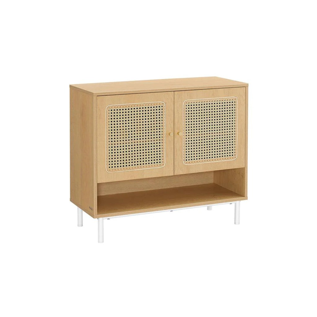 Rattan 3-Tier Shoe Cabinet with Adjustable Shelf, Entryway Storage