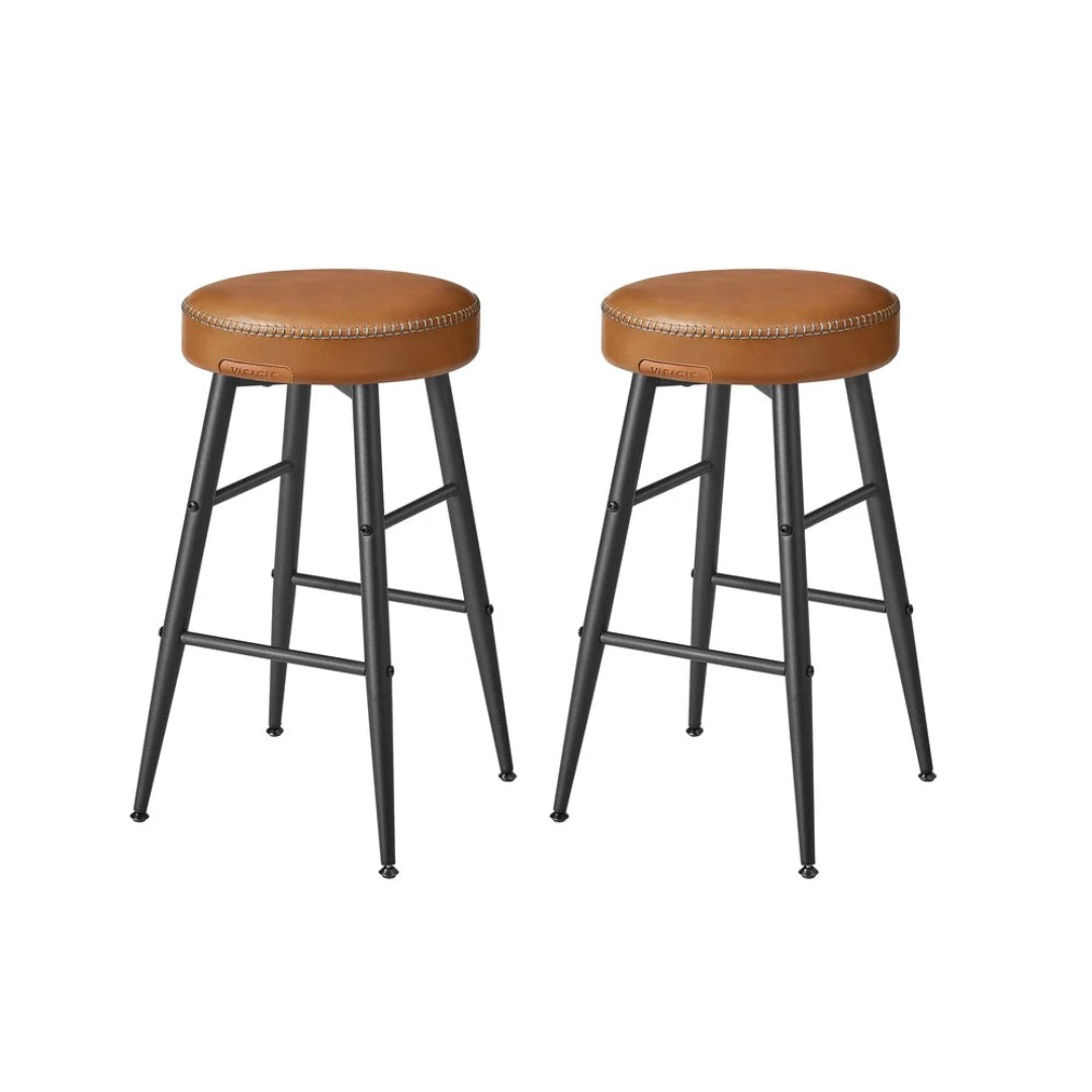 Counter Height Bar Stools Set of 2 with Upholstered Seats and Swivel Feet