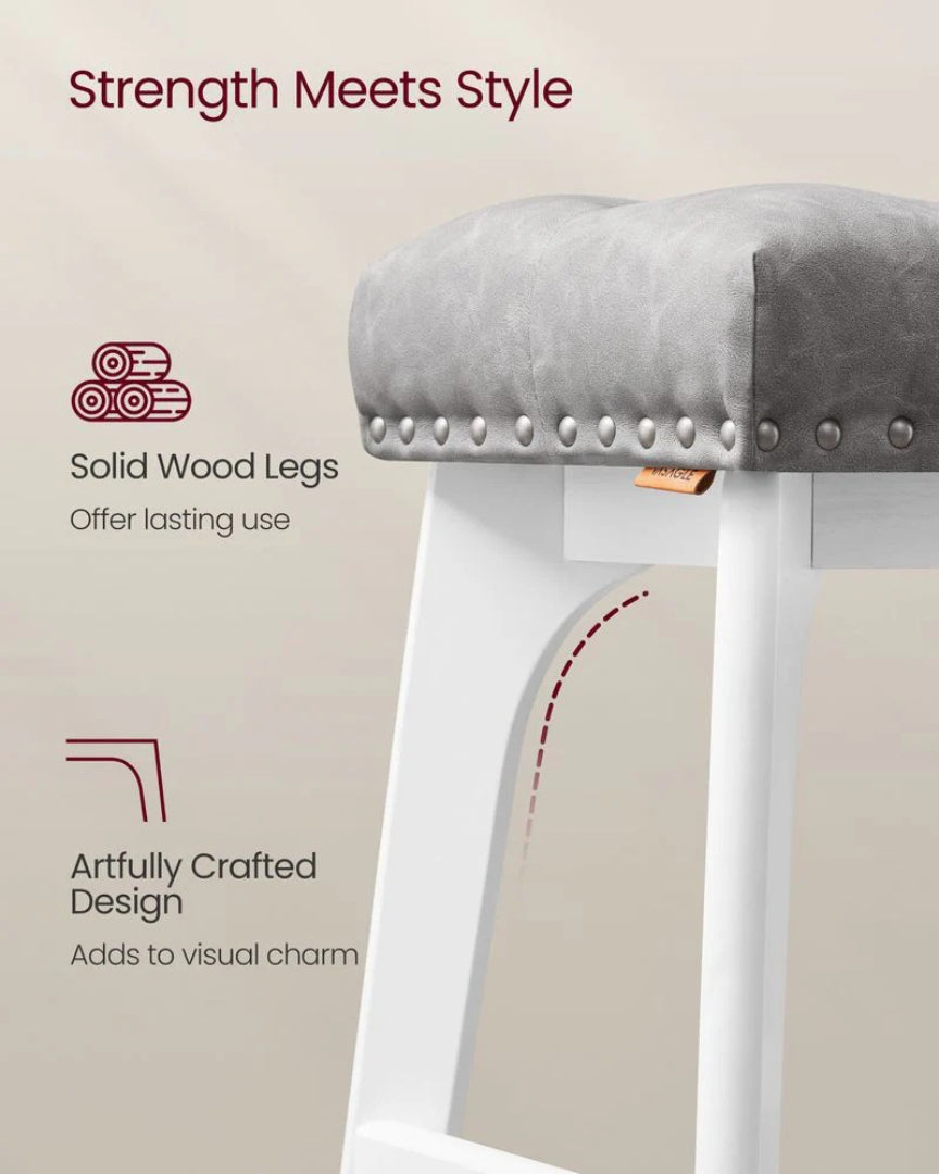Counter Height Bar Stools Set of 2 with Tufted Upholstered Seats and Footrests