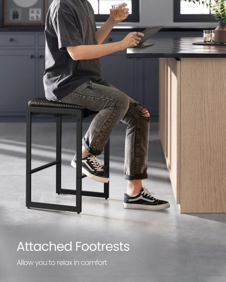 Counter Height Bar Stools with Back, Upholstered Kitchen Stools Set